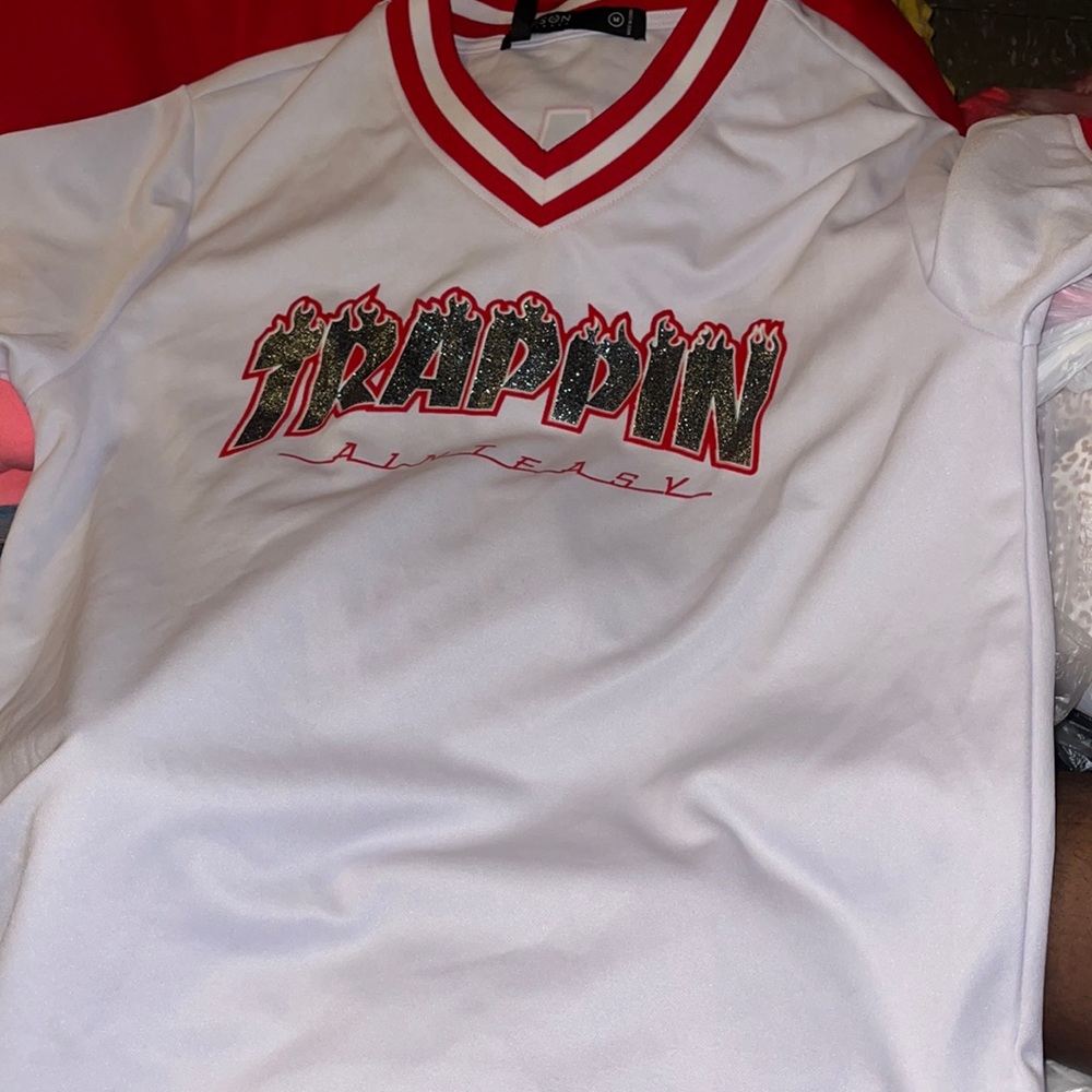Hudson Outerwear Red White Trappin Flame Chapo #17 Short Sleeve Jersey